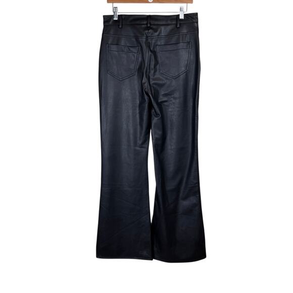 Boston Proper Black Vegan Faux Leather High Waist Flare Leg Going Out Pants - Picture 1 of 7